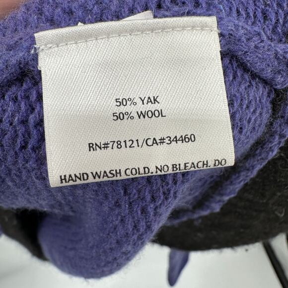 EILEEN FISHER Yak Wool Blend Turtleneck Purple Black Crop Sweater // XS - Picture 5 of 7